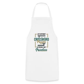 Amateurs de mots croisés, Mots croisés - Tablier de cuisine - blanc - Devant - AI Model Male 185 dark (185cm)
