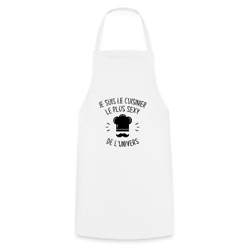 Je suis le cuisinier le plus sexy de l'univers - Tablier de cuisine - blanc - Devant - AI Model Male 185 dark (185cm)