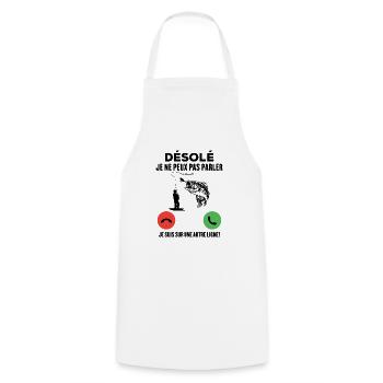 Je ne peux pas parler, je suis sur une autre ligne - Tablier de cuisine - blanc - Devant - AI Model Male 185 dark (185cm)