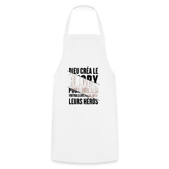 Dieu créa le rugby humour sport - Tablier de cuisine - blanc - Devant - AI Model Male 185 dark (185cm)