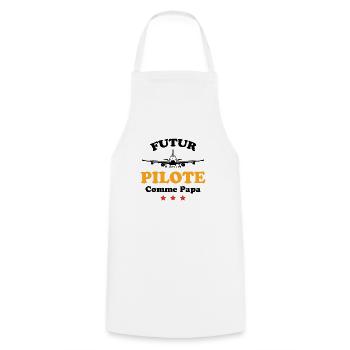 Futur pilote comme papa humour cadeau - Tablier de cuisine - blanc - Devant - AI Model Male 185 dark (185cm)
