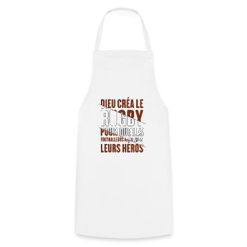 Dieu créa le rugby humour sport - Tablier de cuisine - blanc - Devant - AI Model Male 185 dark (185cm)