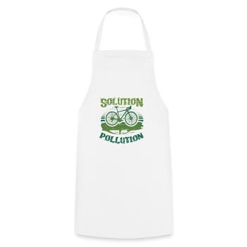 Polution Solution Environmental Protection Cycling - Cooking Apron - white - Front - AI Model Male 185 dark (185cm)