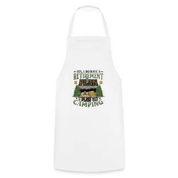 Retirement plan camping, retirement camper - Cooking Apron - white - Front - AI Model Male 185 dark (185cm)