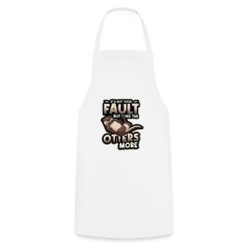 I like the otters more - Otter Pun Sea Otters - Cooking Apron - white - Front - AI Model Male 185 dark (185cm)