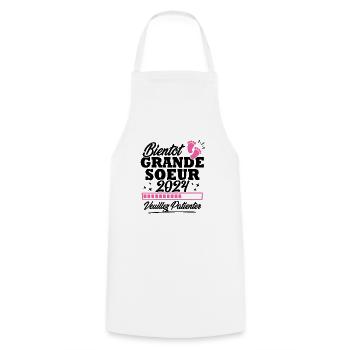 Bientôt grande soeur 2024 - Tablier de cuisine - blanc - Devant - AI Model Male 185 dark (185cm)