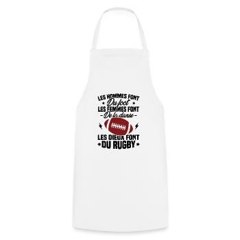 Les dieux font du rugby, Humour cadeau rugbyman - Tablier de cuisine - blanc - Devant - AI Model Male 185 dark (185cm)