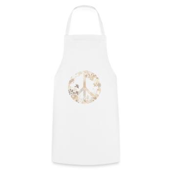 Signe de la paix amants du monde fleur hippie artistique - Tablier de cuisine - blanc - Devant - AI Model Male 185 dark (185cm)