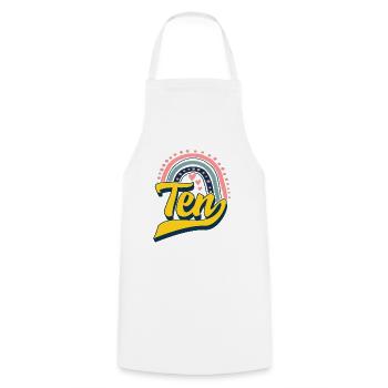 Birthday Shirt, Ten Cute Rainbow Design Tee, 10 - Cooking Apron - white - Front - AI Model Male 185 dark (185cm)