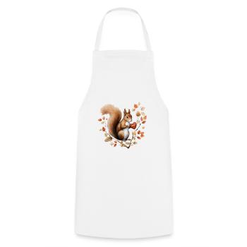 Écureuil Coeur Noix Saint Valentin Woodland - Tablier de cuisine - blanc - Devant - AI Model Male 185 dark (185cm)