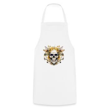 Floral Nectar Skull T Shirt Bumblebee Garden - Cooking Apron - white - Front - AI Model Male 185 dark (185cm)