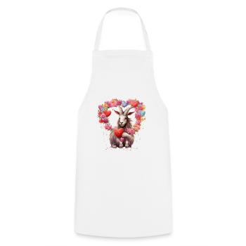 Cornes de coeur de chèvre Saint-Valentin ferme Fun T Shirt - Tablier de cuisine - blanc - Devant - AI Model Male 185 dark (185cm)