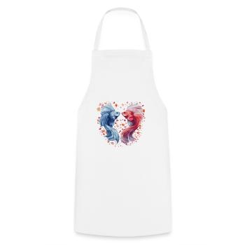 Écailles d’amour de poisson Saint-Valentin danse sous-marine - Tablier de cuisine - blanc - Devant - AI Model Male 185 dark (185cm)