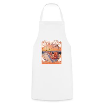 Let’s Ski Vintage Ski Lift Setting Sun Backdrop - Cooking Apron - white - Front - AI Model Male 185 dark (185cm)