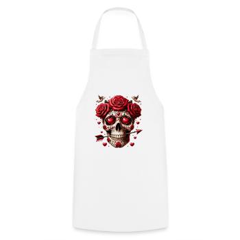 Crâne de Cupidon T Shirt Love Arrow Valentine Skull - Tablier de cuisine - blanc - Devant - AI Model Male 185 dark (185cm)