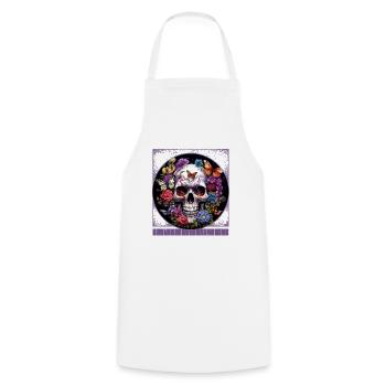 Totenkopf Blumengarten Halloween T-Shirt - Kochschürze - Weiß - Vorne - AI Model Male 185 dark (185cm)