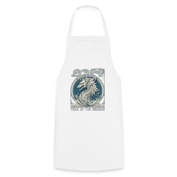 Chines New Year of Dragon Minimalist Line Art - Cooking Apron - white - Front - AI Model Male 185 dark (185cm)