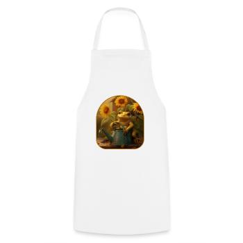 Frog Watering Can Sunflowers Gardening - Cooking Apron - white - Front - AI Model Male 185 dark (185cm)