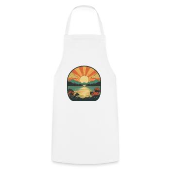 Vintage soleil rétro lac serein - Tablier de cuisine - blanc - Devant - AI Model Male 185 dark (185cm)