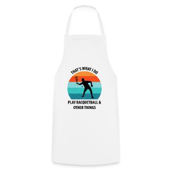 Racqueetball - Cooking Apron - white - Front - AI Model Male 185 dark (185cm)