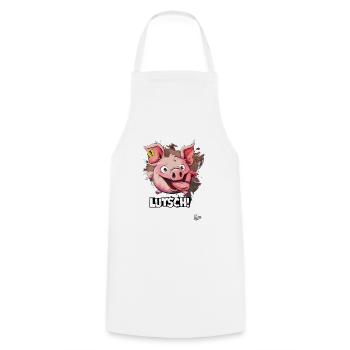 Lustiges Schwein sagt: Lutsch - Kochschürze - Weiß - Vorne - AI Model Male 185 dark (185cm)