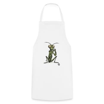 Zen in the green, a sitting praying mantis - Cooking Apron - white - Front - AI Model Male 185 dark (185cm)