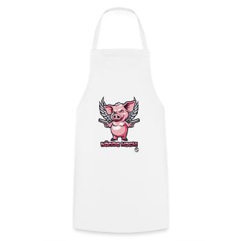 Haut les mains! Cochon de dessin animé avec des ailes - Tablier de cuisine - blanc - Devant - AI Model Male 185 dark (185cm)
