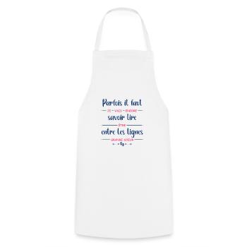 Parfois il faut savoir lire entre les lignes je va - Tablier de cuisine - blanc - Devant - AI Model Male 185 dark (185cm)