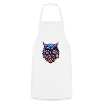 Luminous Nocturne: Holographic Owl Splendor - Cooking Apron - white - Front - AI Model Male 185 dark (185cm)