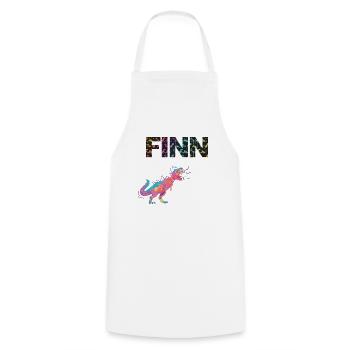 FINN - Schöner Jungen Name mit Dinosaurier - Kochschürze - Weiß - Vorne - AI Model Male 185 dark (185cm)
