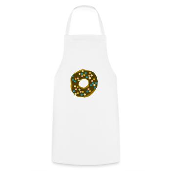 Donut with chocolate icing and colorful chocolate lentils - Cooking Apron - white - Front - AI Model Male 185 dark (185cm)