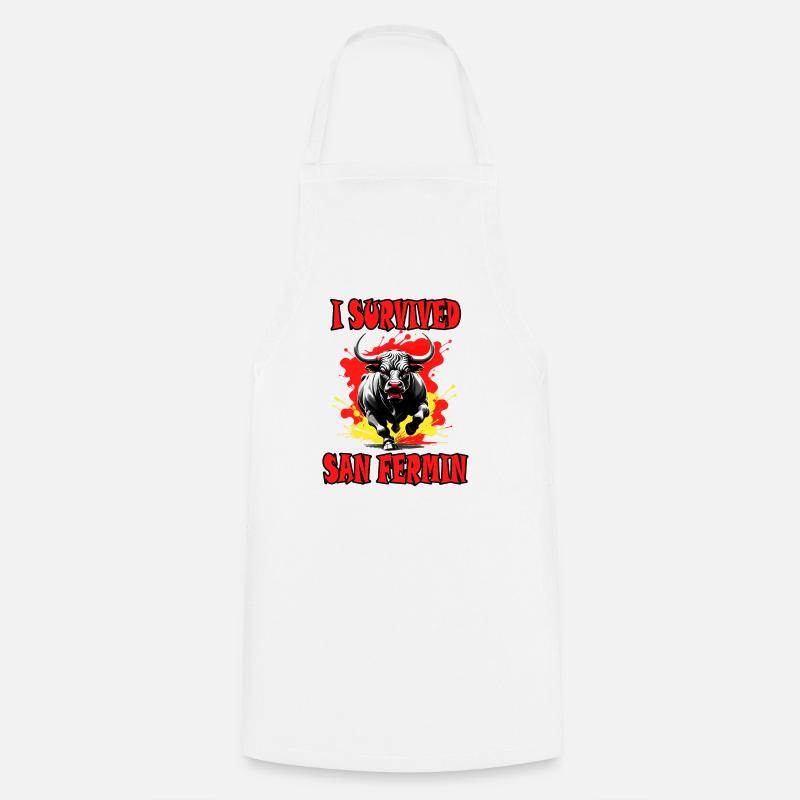 I survived San Fermín. Pamplona. Spain - Cooking Apron - white