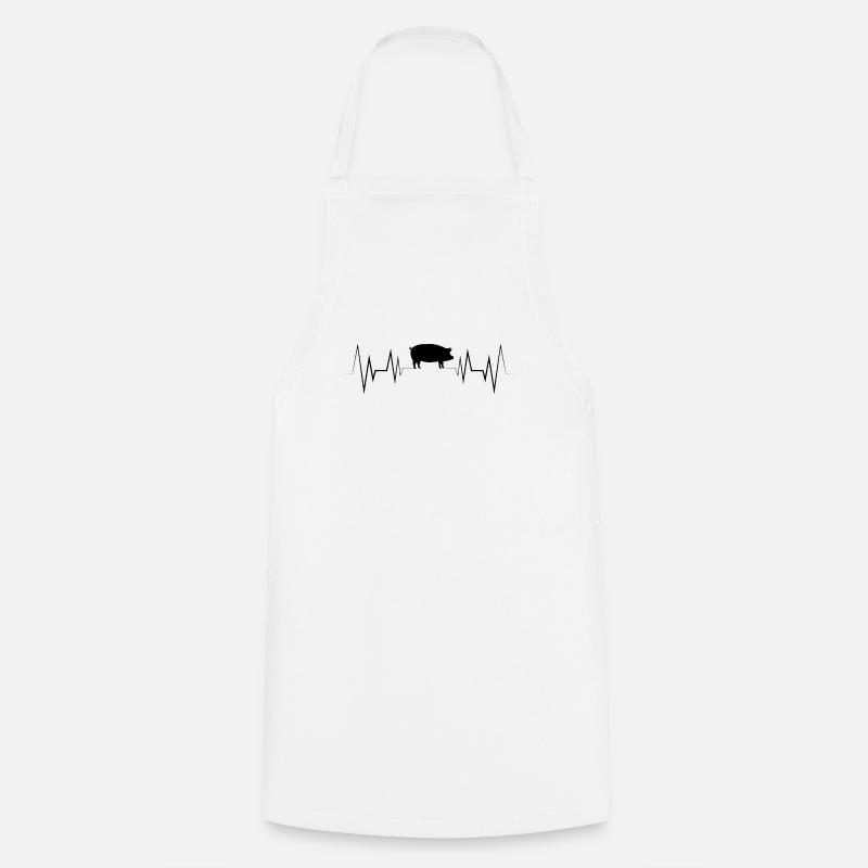 Silhouette de cochon Heartbeat - Tablier de cuisine - blanc