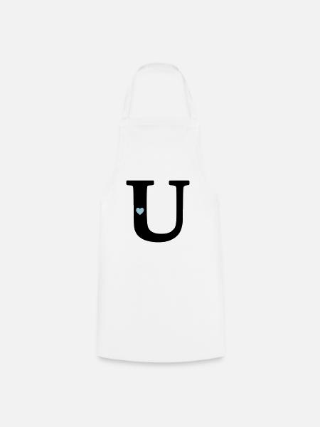 Letter U Initial Letter - Cooking Apron - white