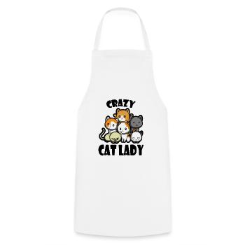 Folle dame de chat cadeau amoureux des chats - Tablier de cuisine - blanc - Devant - AI Model Male 185 dark (185cm)