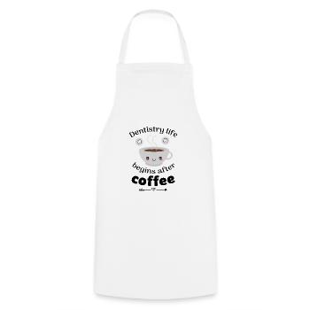 Zahnarzt Zahntechniker Kaffeeliebhaber Dontologie - Kochschürze - Weiß - Vorne - AI Model Male 185 dark (185cm)