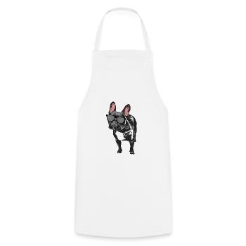 French bulldog - Cooking Apron - white - Front - AI Model Male 185 dark (185cm)