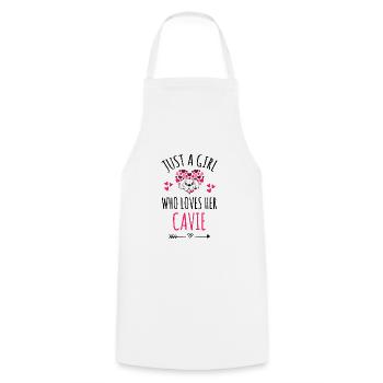 Cavie Girls | Cavalier King Charles Spaniel - Cooking Apron - white - Front - AI Model Male 185 dark (185cm)