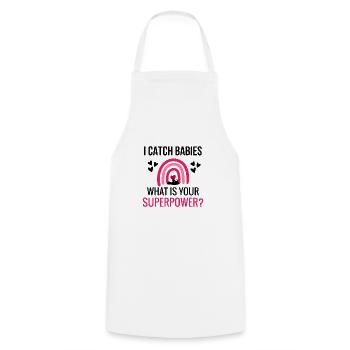 Cadeau de sage-femme | Femme sage-femme obstétricienne - Tablier de cuisine - blanc - Devant - AI Model Male 185 dark (185cm)