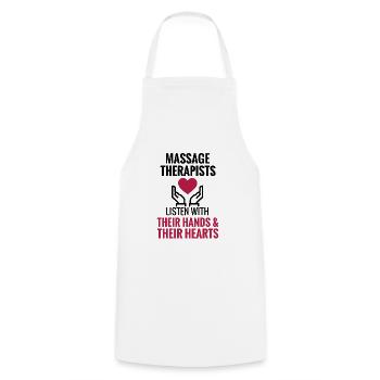 Masseuse Idée cadeau Massage thérapeute massage - Tablier de cuisine - blanc - Devant - AI Model Male 185 dark (185cm)