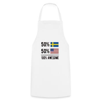 Moitié suédois moitié américain Usa Suède Drapeau - Tablier de cuisine - blanc - Devant - AI Model Male 185 dark (185cm)