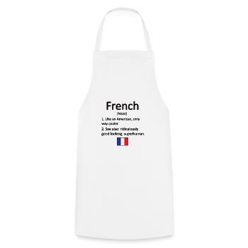 Français Racines Français du drapeau de la France - Tablier de cuisine - blanc - Devant - AI Model Male 185 dark (185cm)