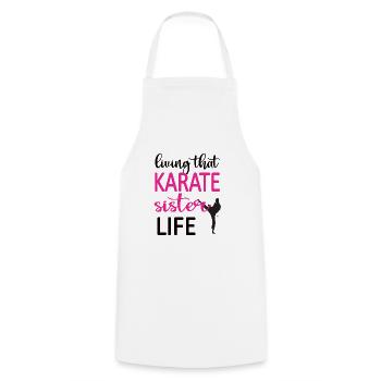 Cadeau de soeur de karaté Life Sister Life - Tablier de cuisine - blanc - Devant - AI Model Male 185 dark (185cm)