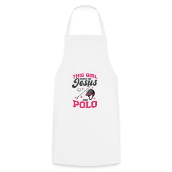 Polo Sports équestres Cette fille court sur Jésus et Polo - Tablier de cuisine - blanc - Devant - AI Model Male 185 dark (185cm)