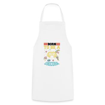 Né pour être une licorne Licorne - Tablier de cuisine - blanc - Devant - AI Model Male 185 dark (185cm)