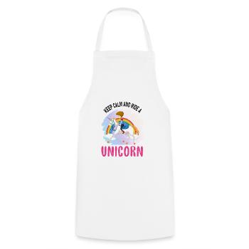 Restez calme et montez une licorne licorne - Tablier de cuisine - blanc - Devant - AI Model Male 185 dark (185cm)
