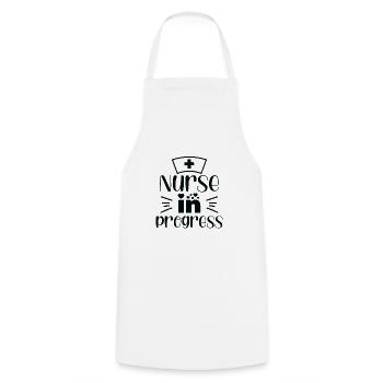 Nurse in Progress - Cooking Apron - white - Front - AI Model Male 185 dark (185cm)