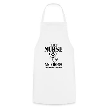 Likes nurse dogs maybe 3 people - Cooking Apron - white - Front - AI Model Male 185 dark (185cm)