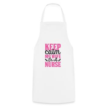 Keep calm my wife is a nurse - Cooking Apron - white - Front - AI Model Male 185 dark (185cm)