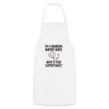 Neonatal Nurse Baby Nurse - Cooking Apron - white - Front - AI Model Male 185 dark (185cm)